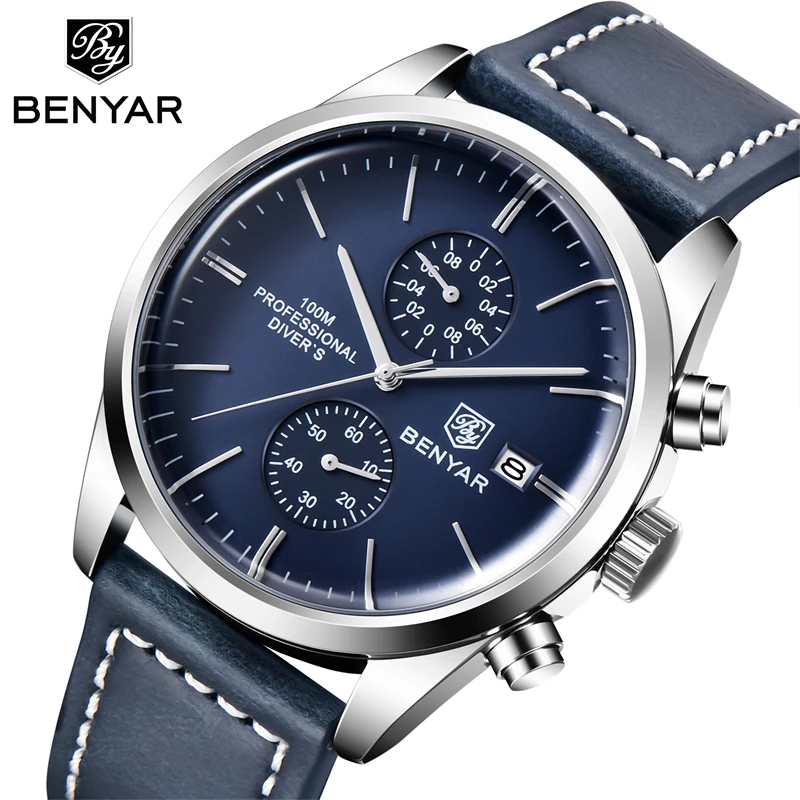 Benyar 5187m Fashion Leather Quartz Watch Sports Multifunctional Timing  Code Watch Men's Automatic Waterproof Clock - Buy Leather Quartz ...