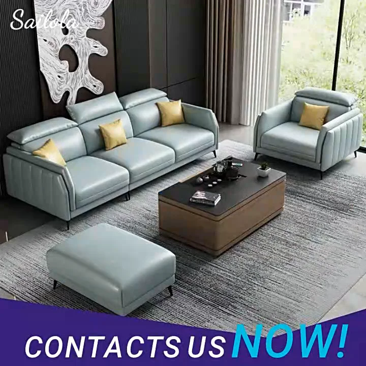 Luxury Italian L Shape Sofa Bed Furniture 7 Seat Couch Living Room