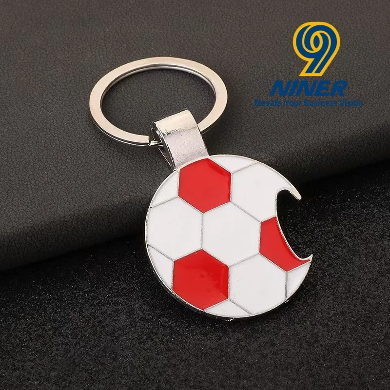 New Designer Zinc Alloy Metal Keychains Football Soccer-Themed Bottle Opener Keychain Silk Screen Printed Cute Fashion Trend preview 6