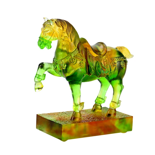 Custom Crystal Horse Statuettes Modern Glass Decoration Liuli Statuettes For Home Furnishings