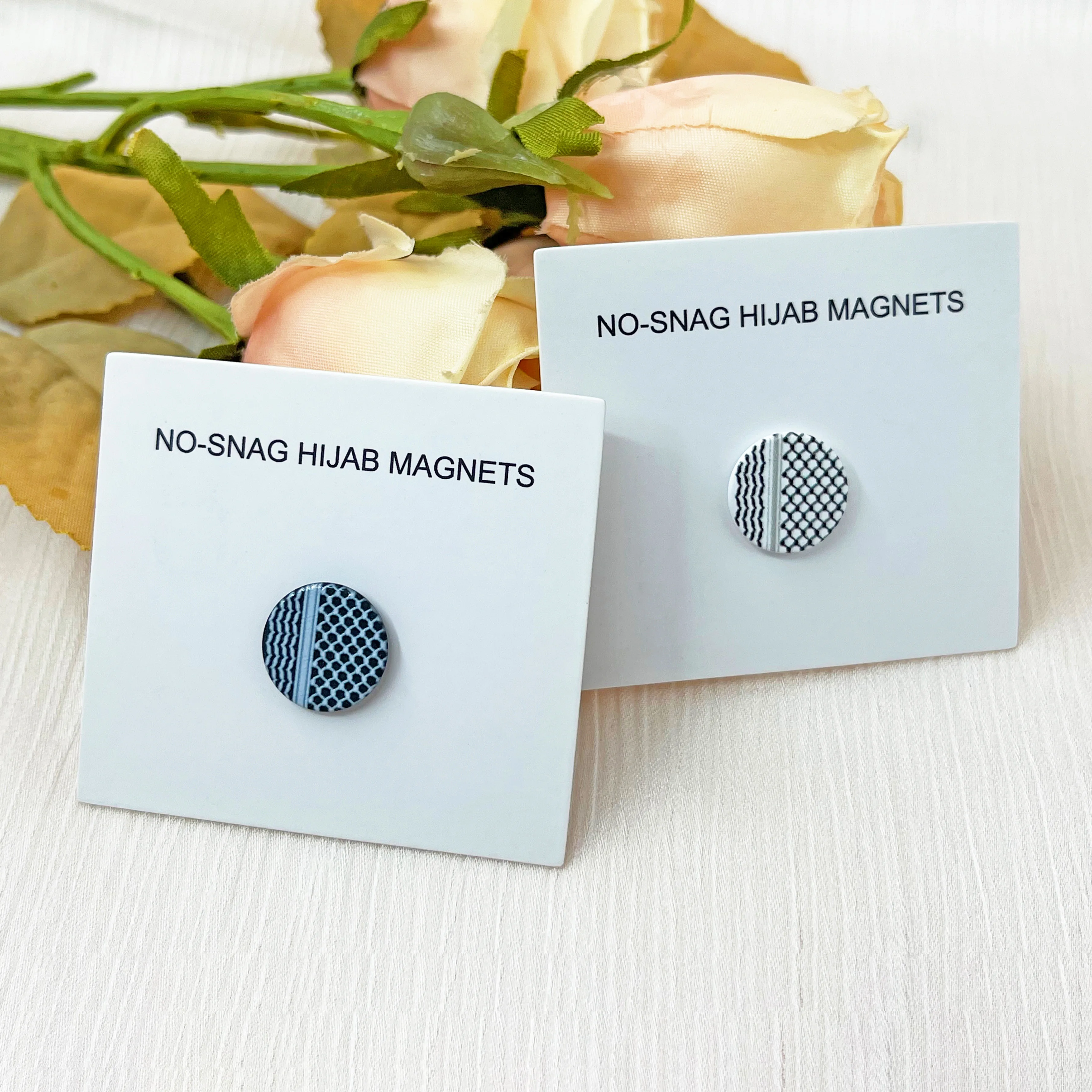 Stylish Magnetic Hijab Pins with Keffiyeh Print Custom Logo