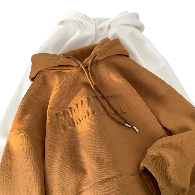 DUOLLB Custom Logo 450gsm Winter Plain Hooded Sweatshirts for Men 3D Embossed Puff Design Larger Sizes Available in Bulk