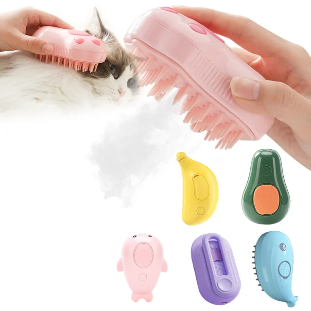 Multiple Patterns Available Dog Cat Steamy Brush 3 In 1 Pet Hair Removal Cleaning Massage Spray Grooming Brush Pet Steam Comb