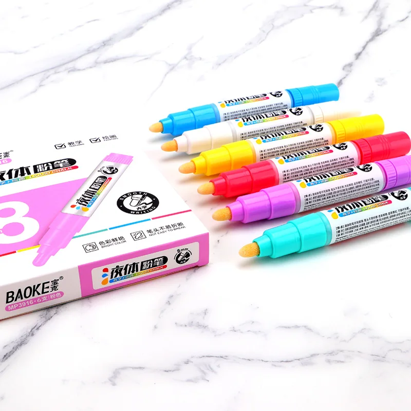 Стираемый Маркер для белой доски дисплей без пыли 6 видов цветов школьная Мел дисплей 3 мм 8 мм Жидкий Мел