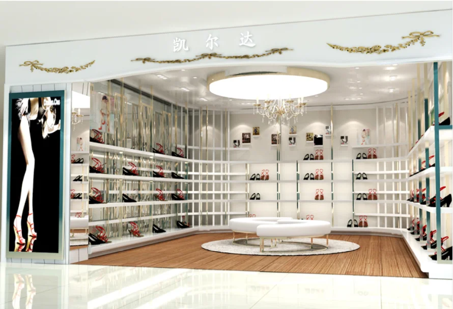 Custom Retail Ladies Shoe Store Display Rack Shoes Display Shelf Decoration Furniture Counter Design with Display Furniture