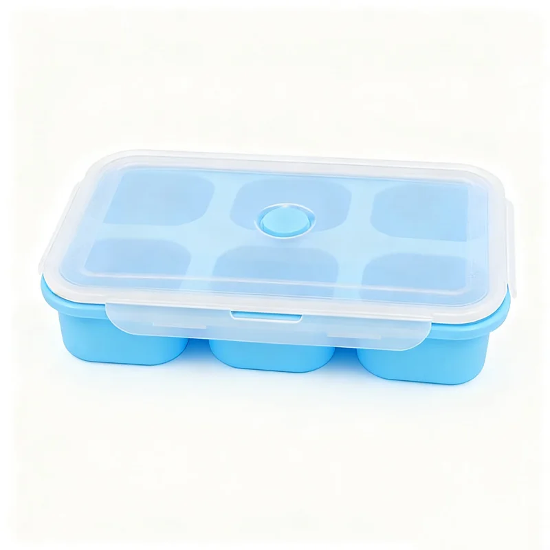 Classic Kitchen Baby Food Storage Box Silicone Compartment Fresh-Keeping Sustainable Rectangle Portable Multifunctional