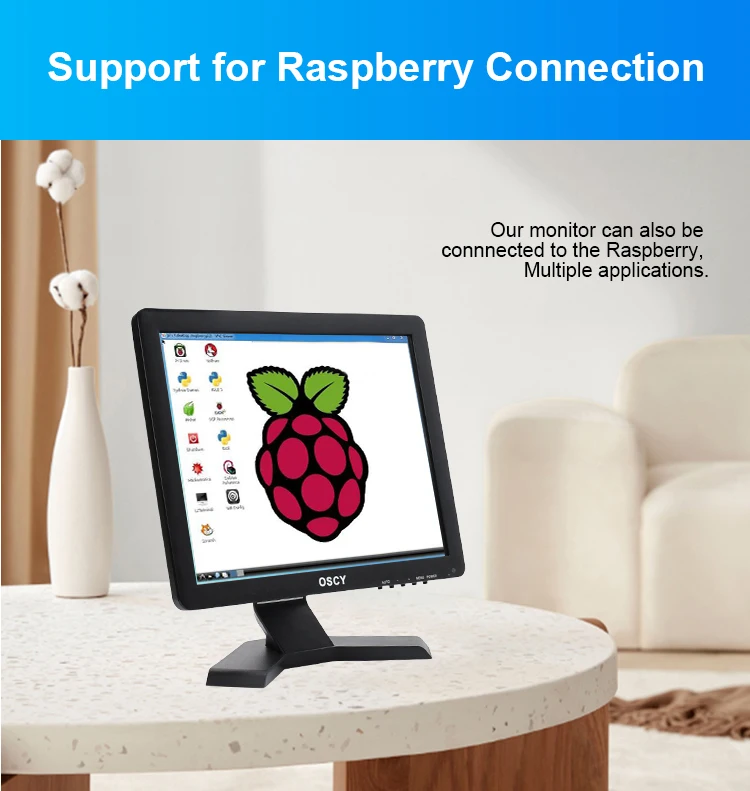 17 Inch TFT LCD Monitor with VGA USB AV TV Input Built-in Speaker for Desktop Industrial Use DC 12V