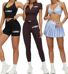 Custom Front Solid Women's Breathable Gym Fitness Wear Half-Zip Short Sleeve High Waist Shorts Leggings Sportswear Yoga Set