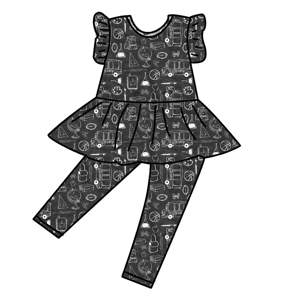 Qingli Ensembles De Vetements Pour Enfants Fille OEM Sleeveless and Long Pants With Ruffle Girls Sets