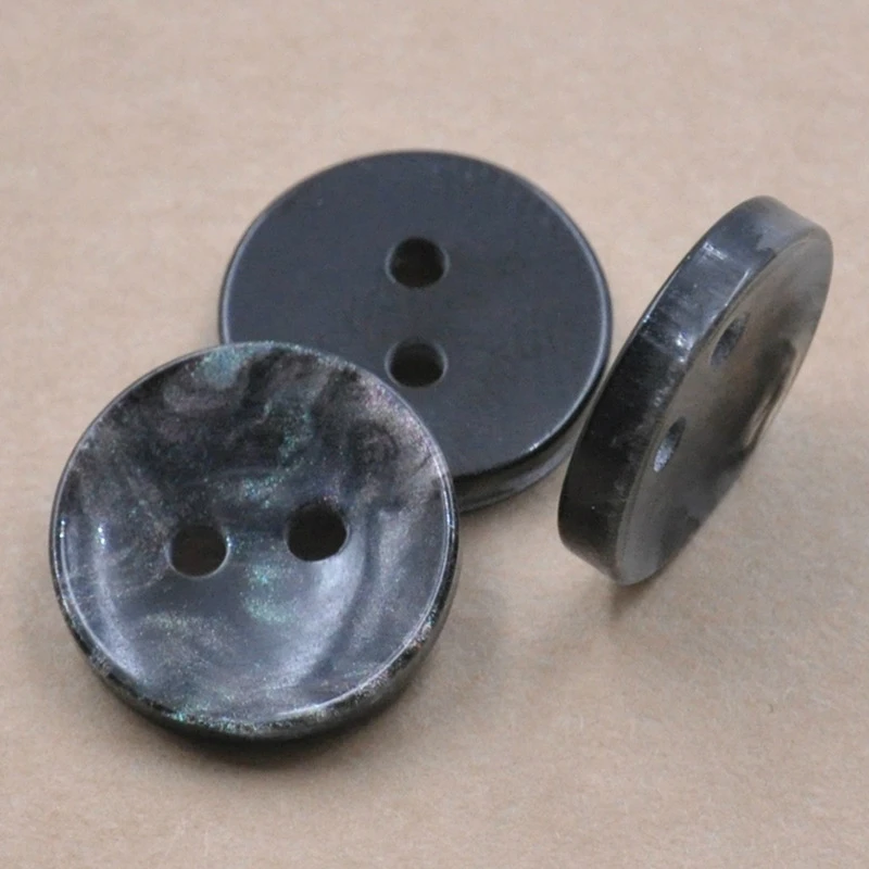 Custom 4 Holes Polyester Pearl Effect Imitation Sea Shell Resin Reisin Button Faux Shell Fancy Buttons