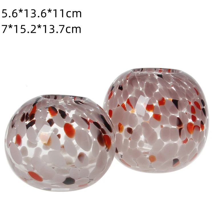 Wholesale Luxury Ins Hand Blown Leopard Brown Glass Vase With Handle