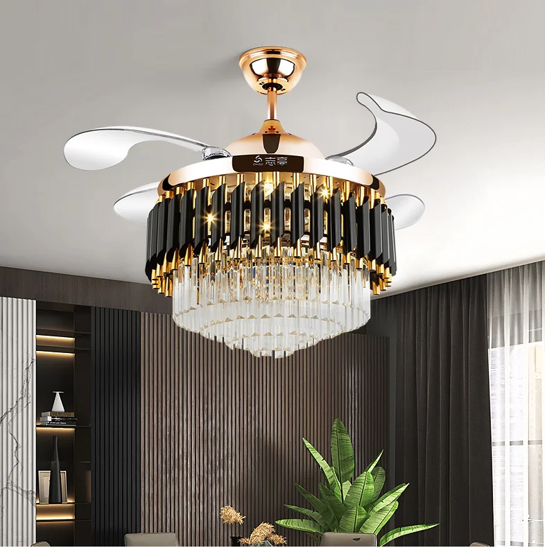 42 inch 96W Crystal fan with light and remote control chandelier ceiling fan lamp LED ceiling fan light