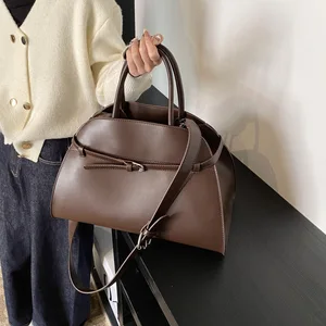 New Arrival Retro PU Leather Tote Bag for Women 2026 Large Capacity Fashion Sac Top Handle Crossbody Handbag