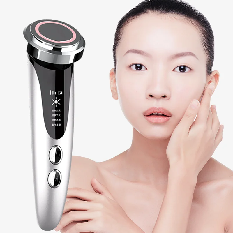 Handheld hot cold hammer led therapy face massager vibrator