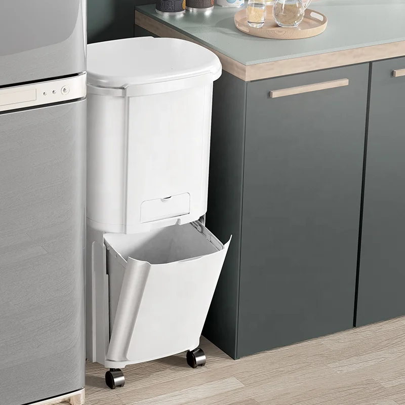 New Design Classified Large Wet and Dry Garbage Bin With Double-lay and Lid for Home Kitchen Living Room