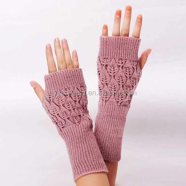 mimar Maryanne Jones Propuesta alternativa Source S2338-guantes largos sin dedos para mujer, manoplas tejidas con  diseños de hojas personalizadas, a la moda on m.alibaba.com