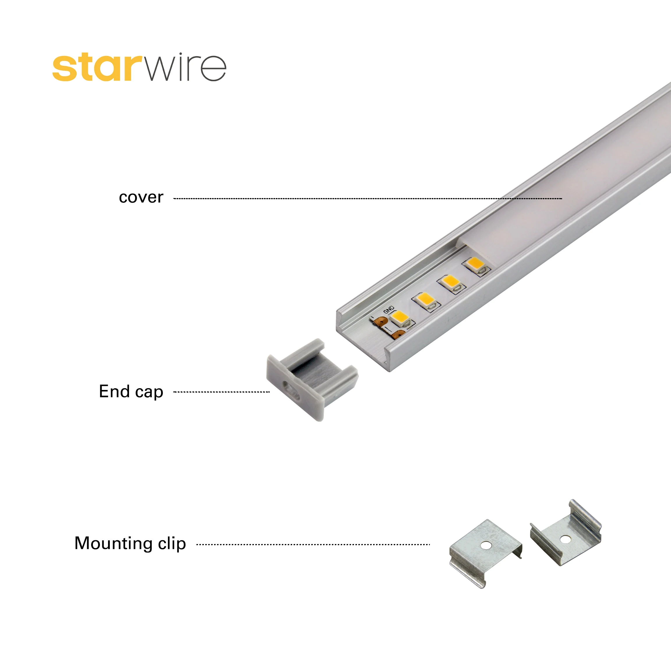 Recessed LED Aluminium Profile for Led Strips Lighting with Spring Clip