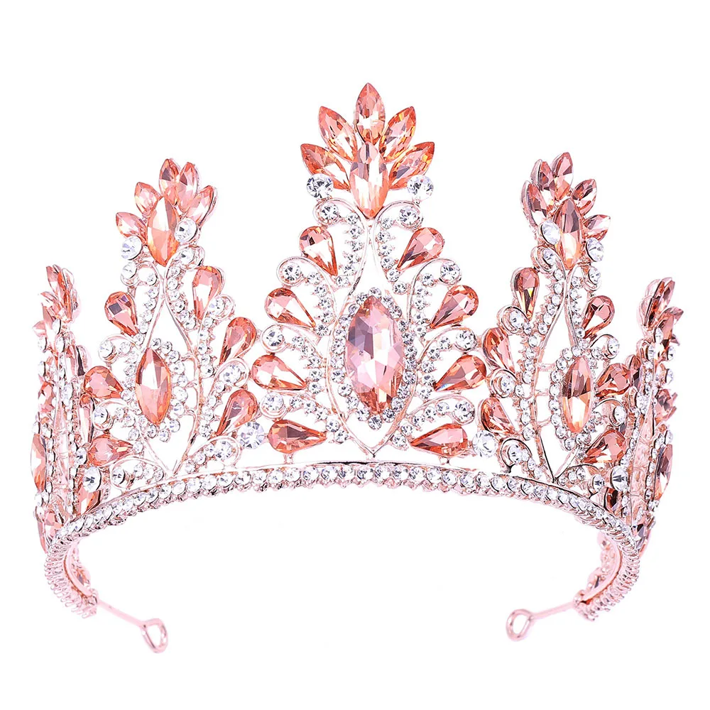 Prinses Tiara Ronde Kroon Kristallen Kroon Rose Gouden Kroon Vintage Kroon Snelle verzending! Accessoires Haaraccessoires Kransen & Tiaras 