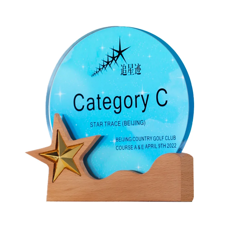 Grossiste Plaques en Bois Professionnelles Récompenses Impression Couleur Sur Mesure Trophée en Cristal