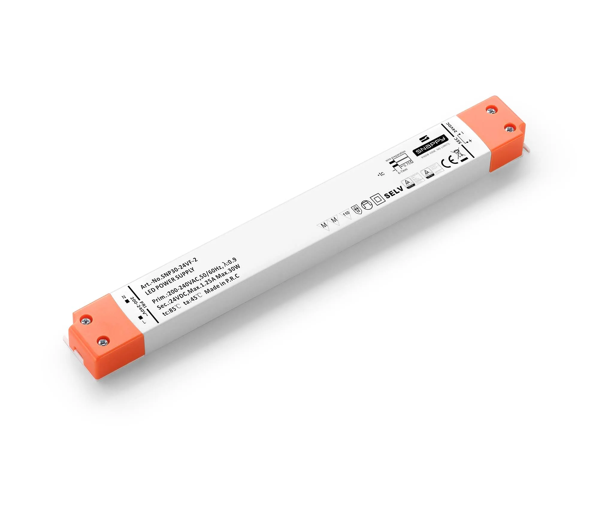SNP30-12VF-2  Input 200-240VAC 30W 12V24V linetype constant voltage SNAPPY AC DC LED Driver for advertising, light boxes