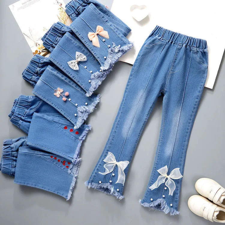 Girls' Casual Solid Color Cute Jeans For Girls Pants Spring Baby Girl Boy  Pants Kids Pants Baby Blue Jeans Pants Trousers Baby - AliExpress