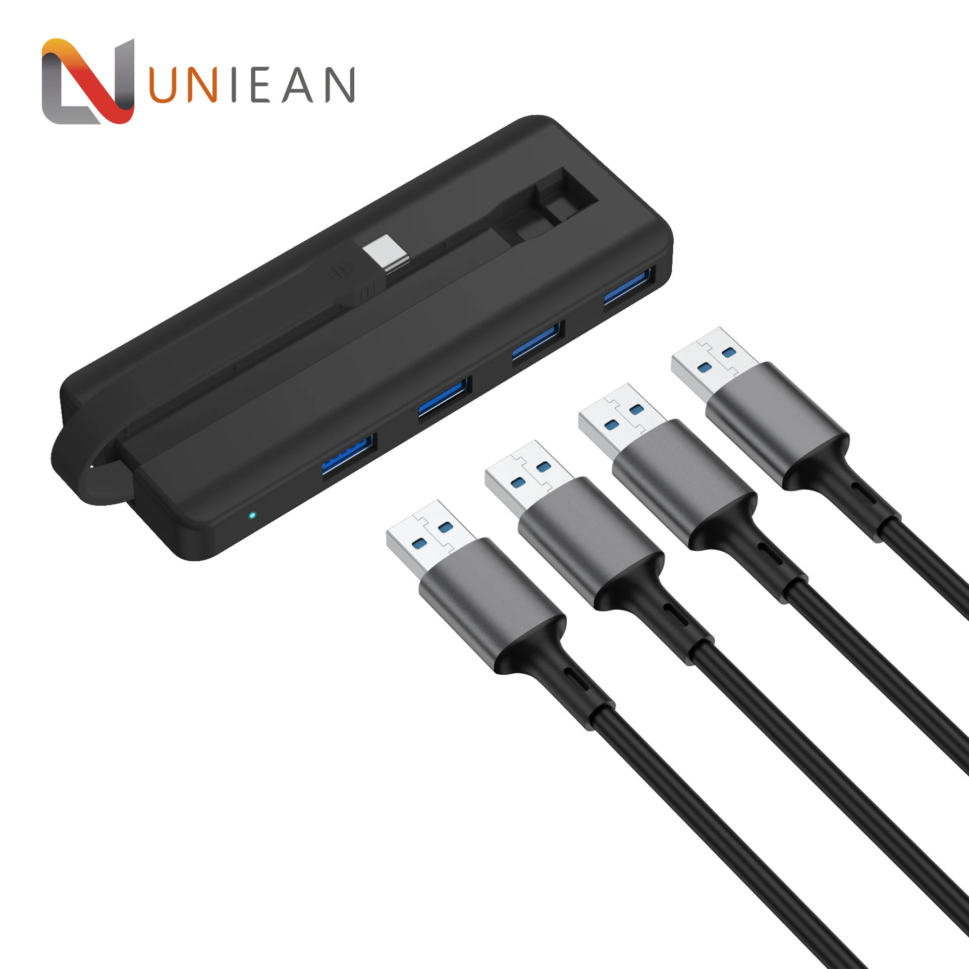 ABS Housing Type C Hub 4 Ports Usb-C to USB 3.0 5Gbps Splitter Converter USB C Hub for PC Laptop with RGB Light