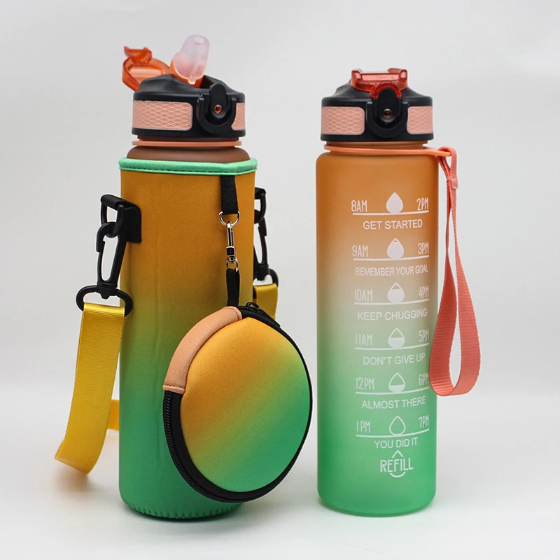 M87 Motivations-Thermosflasche 1L Sport Kunststoff Thermo Motivierende Individuelle Wasserflaschen Großhandel Fitnessflasche Mit Handyhalter