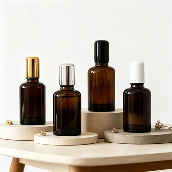 30ml Brown Glass Bottle with Screw Cap Reed Diffuser Rolling Balls for Essential Oils Serums Perfumes