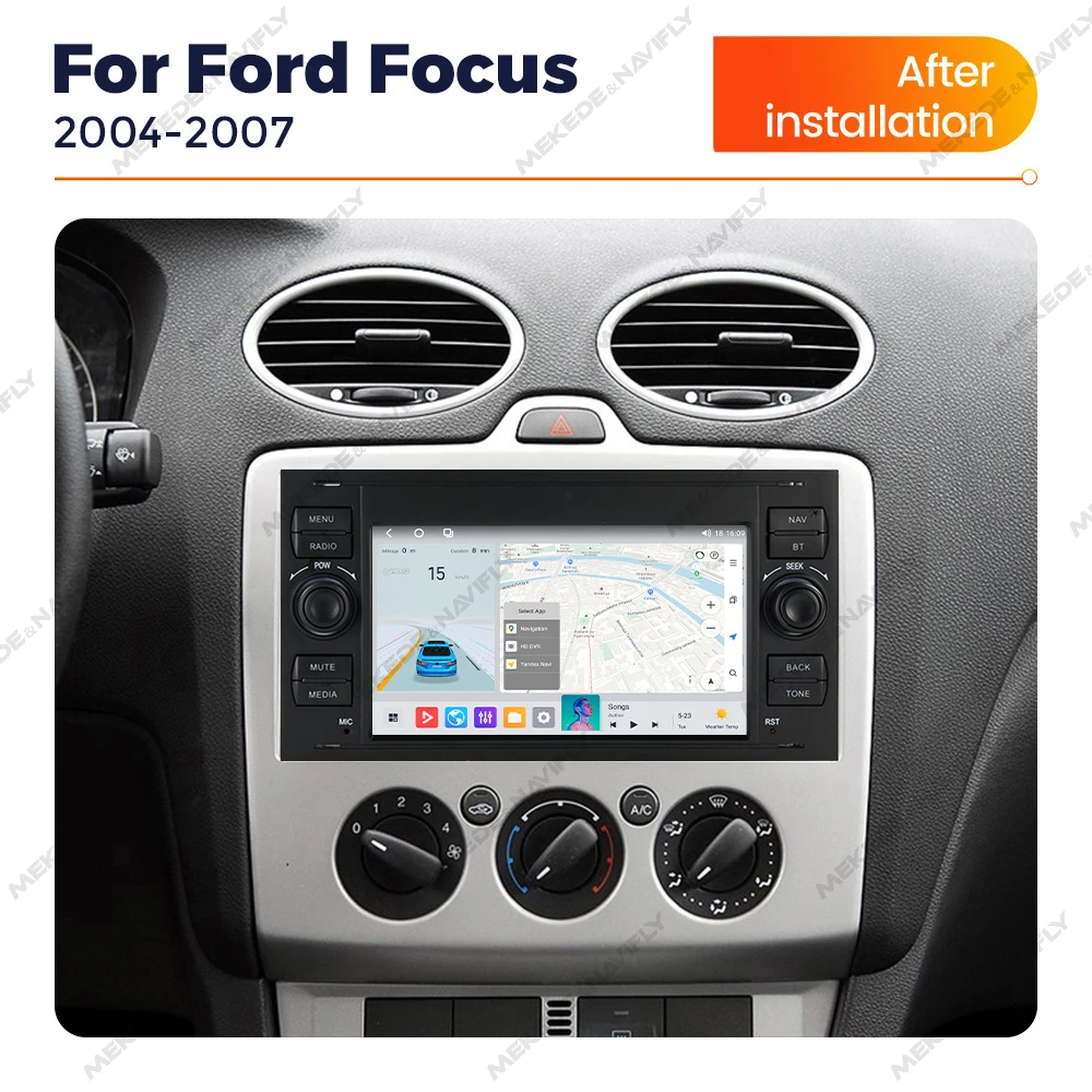 MEKEDE EU Lagerbestand 7-Zoll-Android-Autoradio mit DVD-Player und Touchscreen in Schwarz und Silber für Ford Focus (Baujahre 2004–2007)_voghion.com