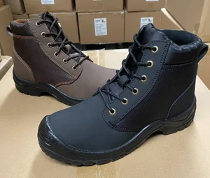 Crazy Horse Mid Cut Design Brand Dual-density PU Outsole Safety Toe