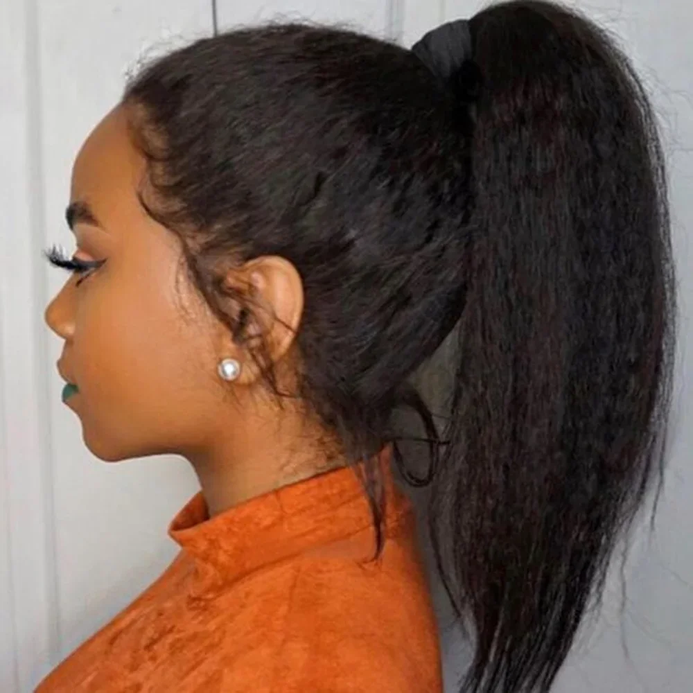 360 Full Lace Frontal Echthaar Perücke Kinky Straight Natürlicher Look_voghion.com