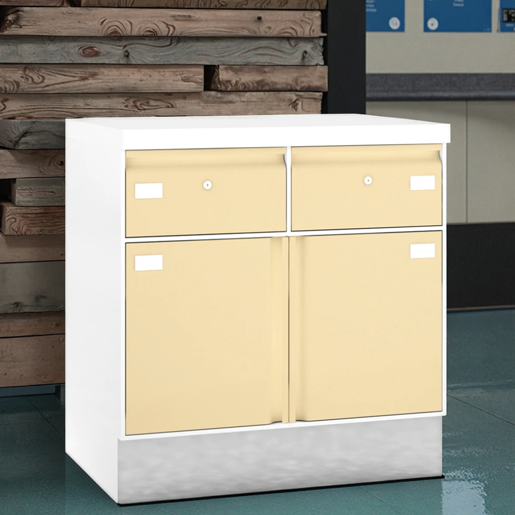 Two-Drawer Dual Door Base Storage System 810mm for School with Ball-Bearing Slides and Sterilizable Surface Stainless Steel 6