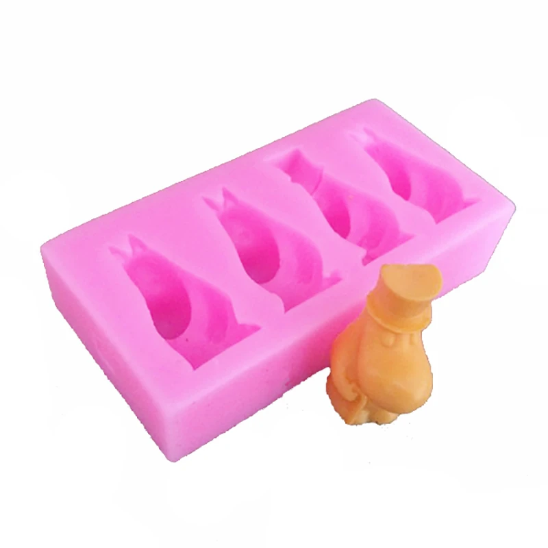 Rectangle Outline 3D Funny Same Hippo  Silicone DIY Cake Fondant Molds