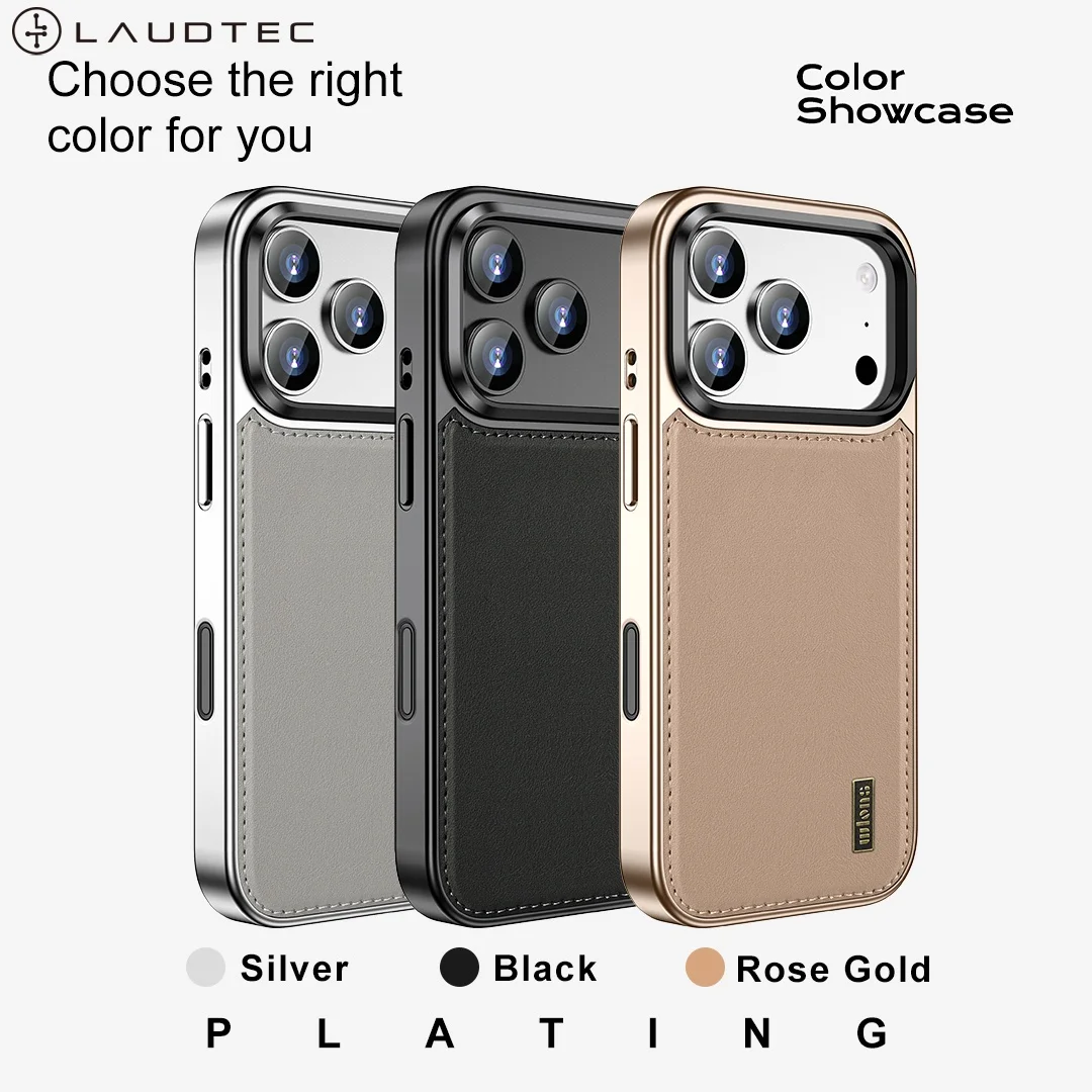 Laudtec Faux Leather Protective case with Magnetic Closure and Separate Camera Button Luxury Vintage Style for iPhone 17 Pro
