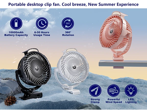Portable Clip Fan, 360, LED - detail 2