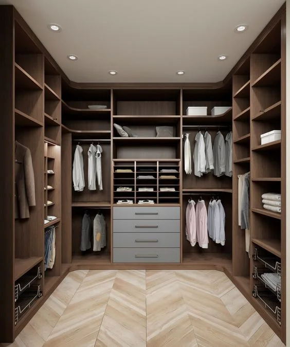 Modern Design European-style with Mirror Living Room Cabinet Glass Door Locker Walk-in Closet Cabinet with Island