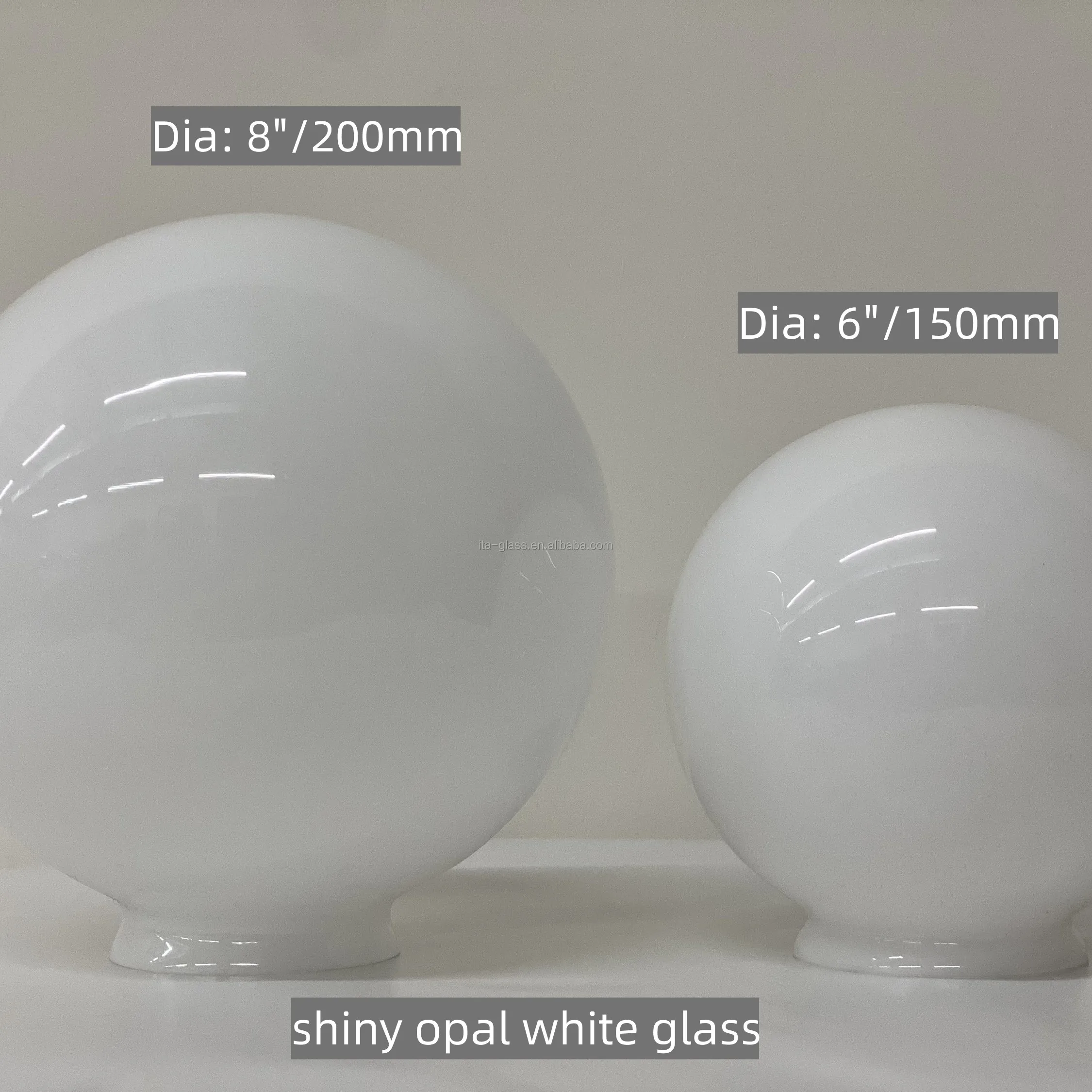 6" And 8" Opal White Hand Blown Glass Globes With Filter Lamp Shade