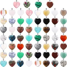 Heart Shape Chakra DIY Crystal Charms Stone Heart Pendants for Valentines Day Jewelry Necklace Keychains Earring Crafts Supplies