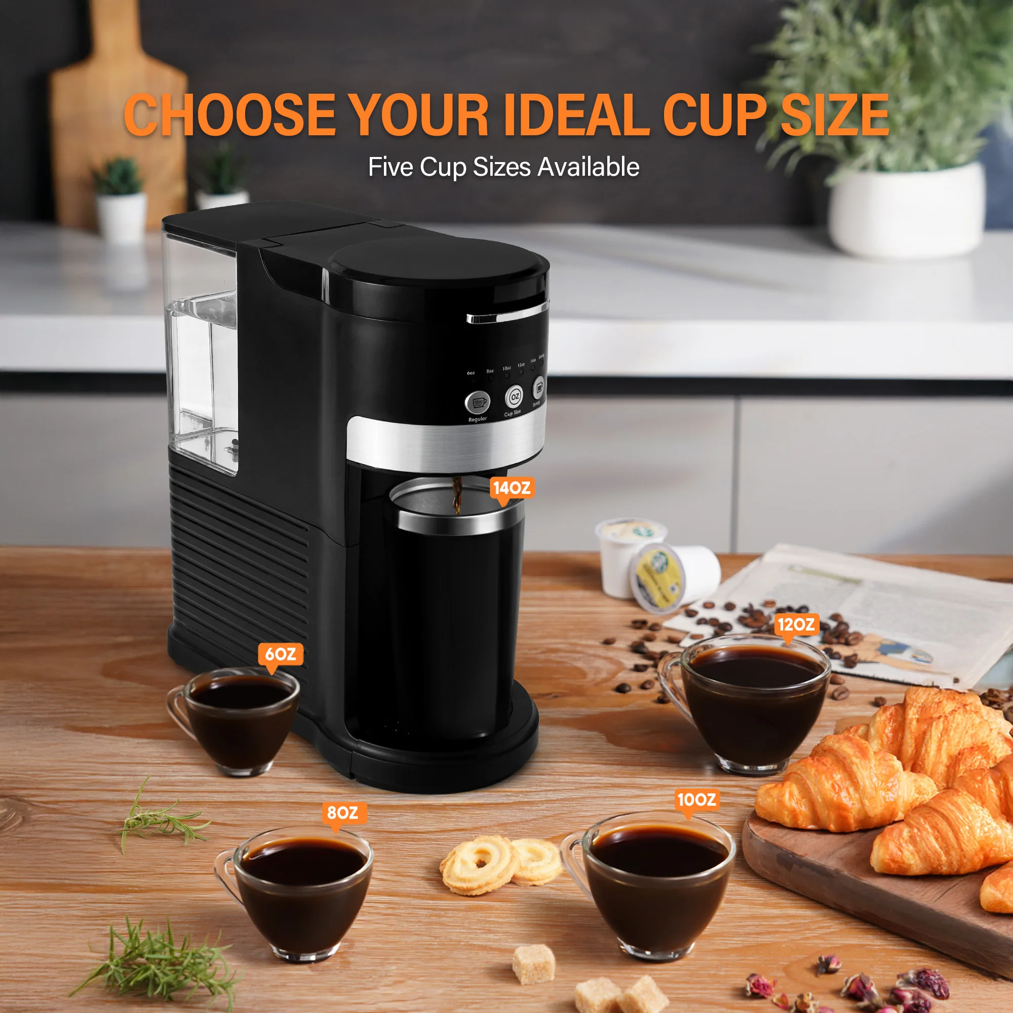 SHARDOR Instant Coffee Brewer Tea Machine Black Single Coffee Pod Fast Brew K-Cup Coffee Latte and Cappuccino Maker