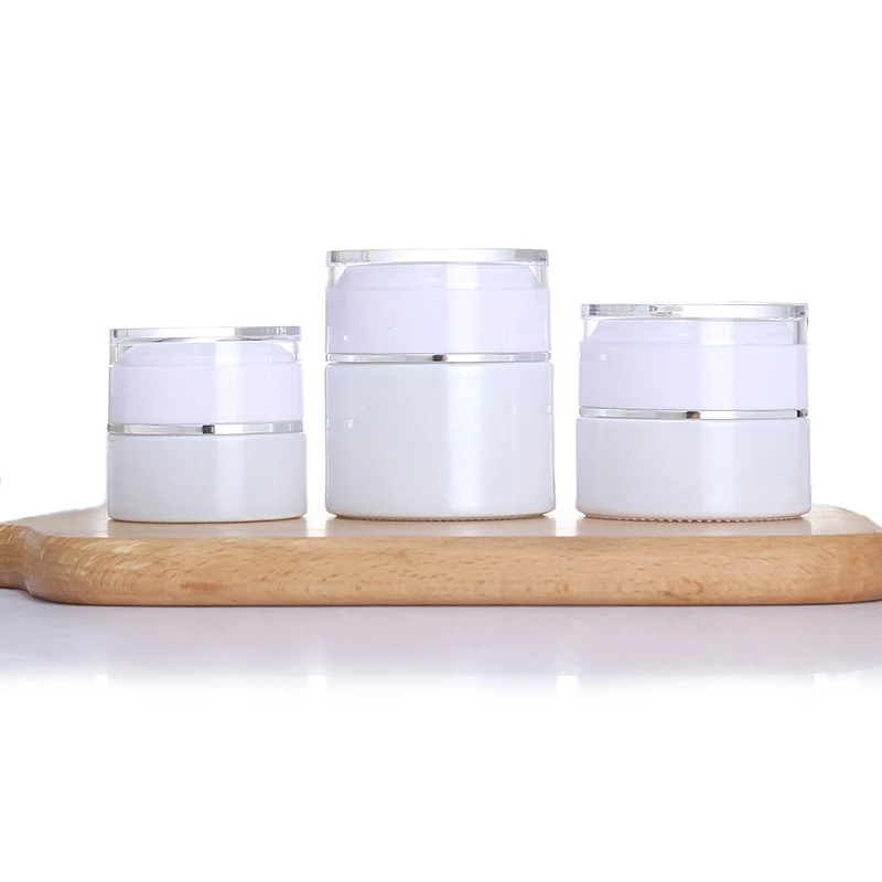 20ml 30ml 50ml Refillable Wide Mouth Hair Care Containers Round White Vintage Empty Glass Cream Jar 2oz With Gold Tops