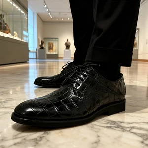 Custom Mens Fashion Wedding Footwear Lace-up Cowhide Plaid Zapatos De Hombre Business Formal Dress Men Office Shoes & Oxford