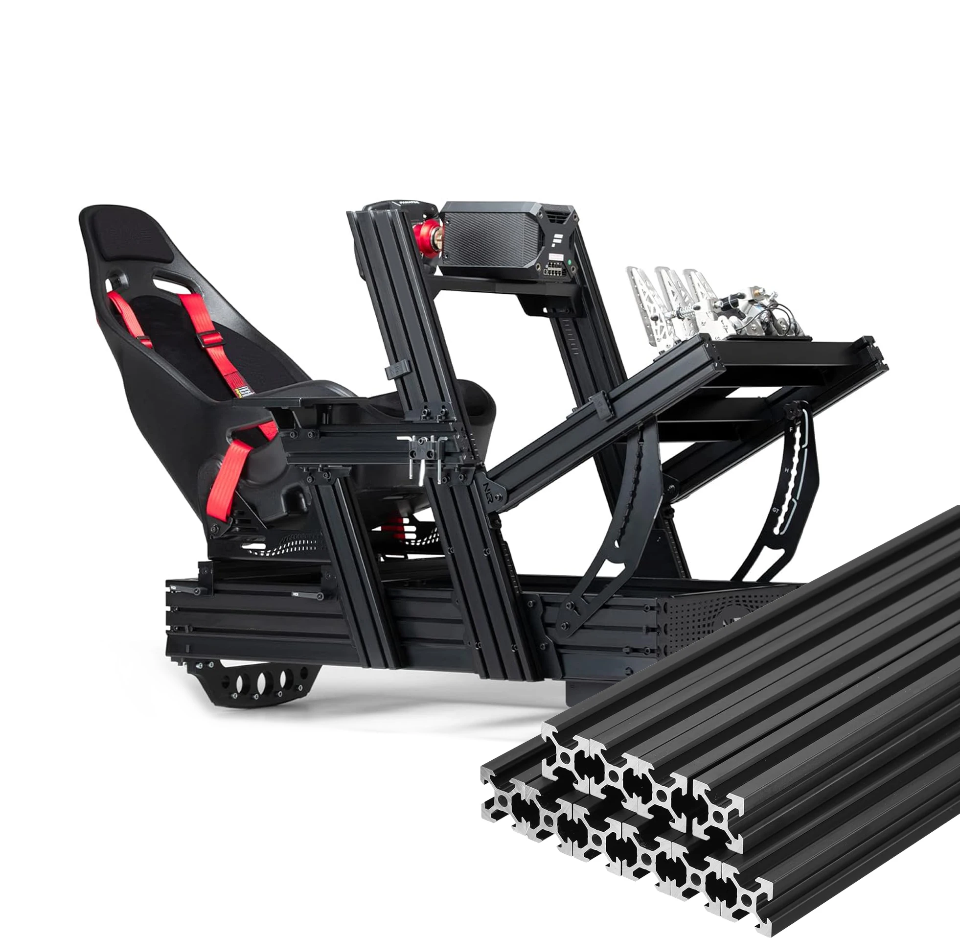 Industrial SIM Racing Chair Pedestal with Aluminum Extrusion Profiles Cockpit Racing Simulator Racing Rig Frames