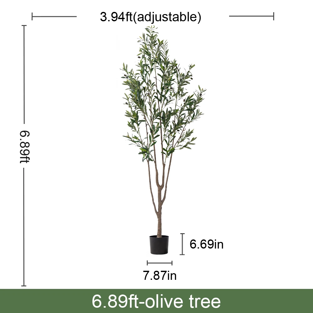 Large Artificial Olive Tree Ficus Leaf Tree Wood Silk Grass Plastic Simulation Home Decorative Landscape Wall Palm Flower supplier