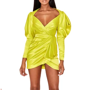 Neon Clothing Sexy Satin Fashion Short Party Dress Women Night Out Dresses 2020