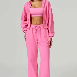 2026 Autumn New Active Wear Three Pieces Zipper Top Breathable Fitness Perfect Quality Sport Tracksuit for Women