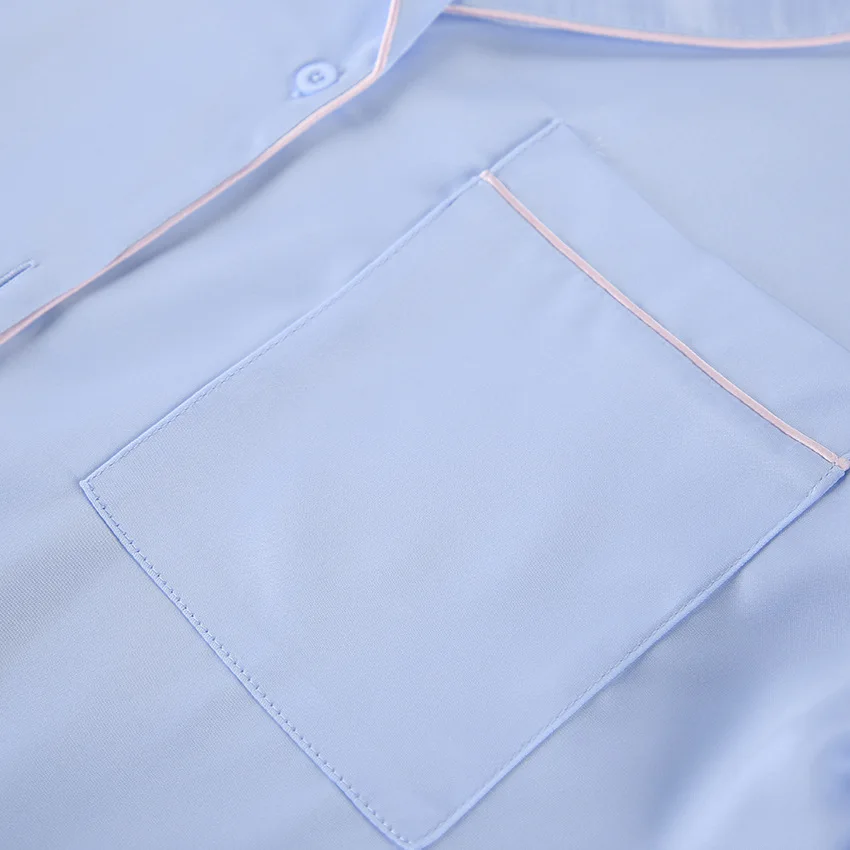Women's Autumn Winter Soft Polyester Pajama Set Lapel Long Sleeve Shirt Loose Pants Casual Loungewear — detail