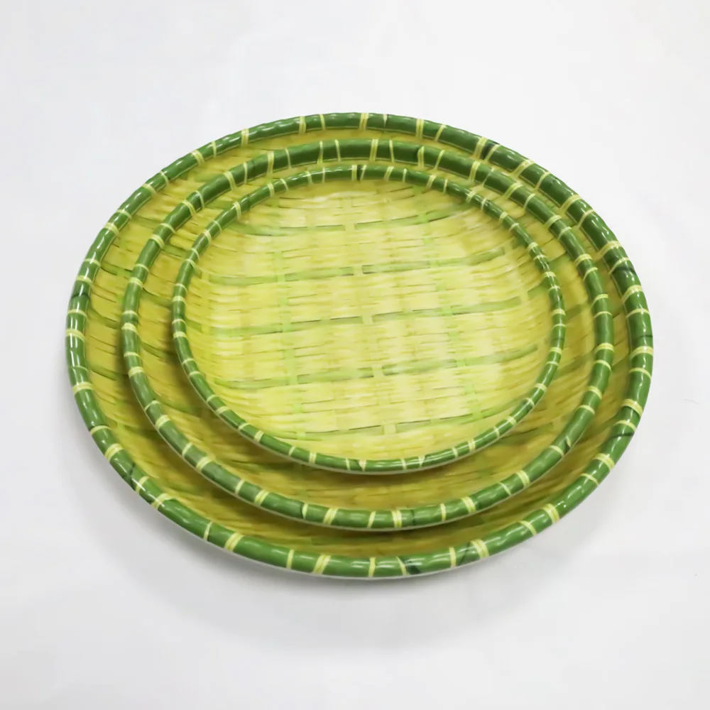 Wholesale Bamboo Color Restaurant Picnic Dinner Plate Set Melamine Reusable  Round Design Plates Dish