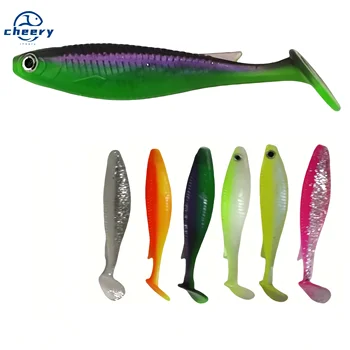 Cheery 6-12cm Double Color Soft Plastic Rubber T-tail Swim Bait PVC Pesca Fishing Lures OEM Fishing Tackle Wholesales – Soft Lure – view 2