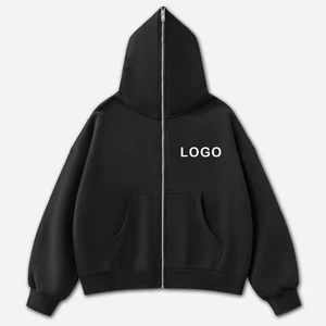 Custom Winter Full Zip Boxy Short Wide Hooded Jacket 350G Fleece Solid Pattern Loose Fit Digital Printing