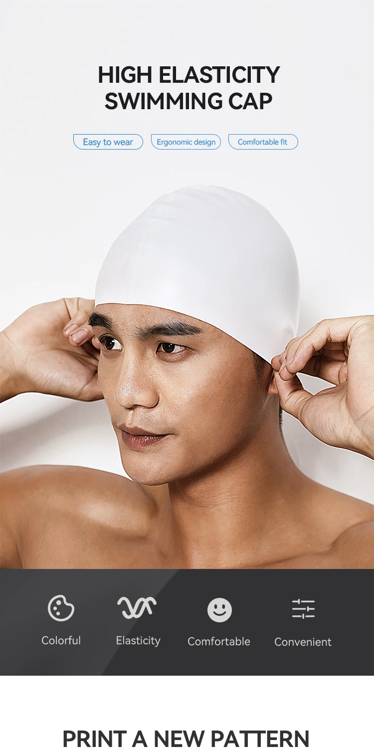 In Stock Wholesale Waterproof Unisex Adult Custom Silicone Swim Cap
